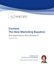 Altimeter Group Report The Content Marketing Equation
