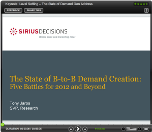 SiriusDecisions State of Demand Gen 2012